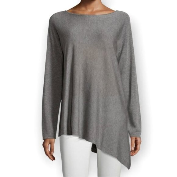 Eileen Fisher Merino Knit Ballet Neck Top  in Pewter - Picture 1 of 8
